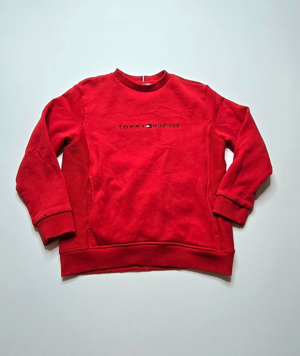 Tommy Hilfiger Boys Red Crewneck Sweatshirt Size M (10-12) Embroidered Logo